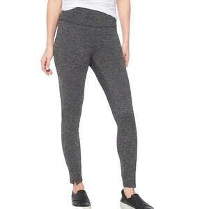 Athleta Black Herringbone Mercer Tights Size Small Hip Stash Pockets Front Slit